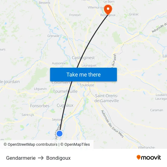 Gendarmerie to Bondigoux map