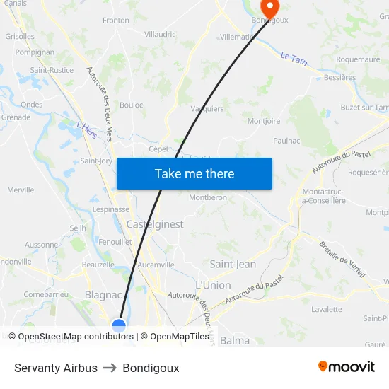 Servanty Airbus to Bondigoux map