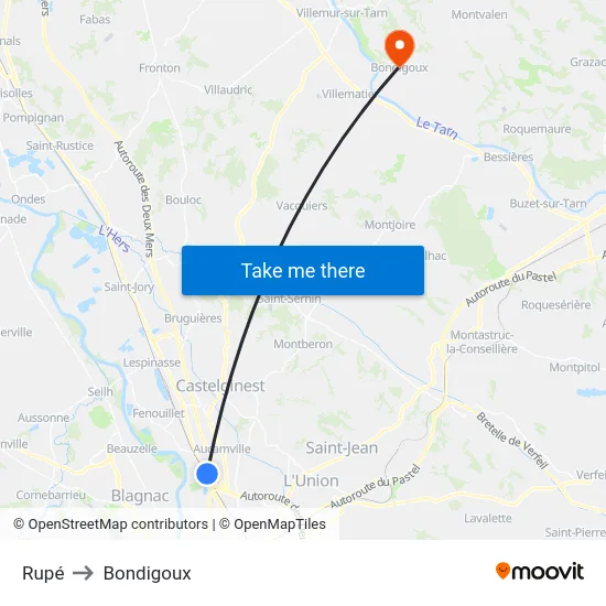 Rupé to Bondigoux map