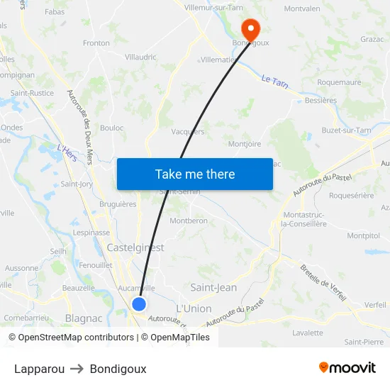 Lapparou to Bondigoux map