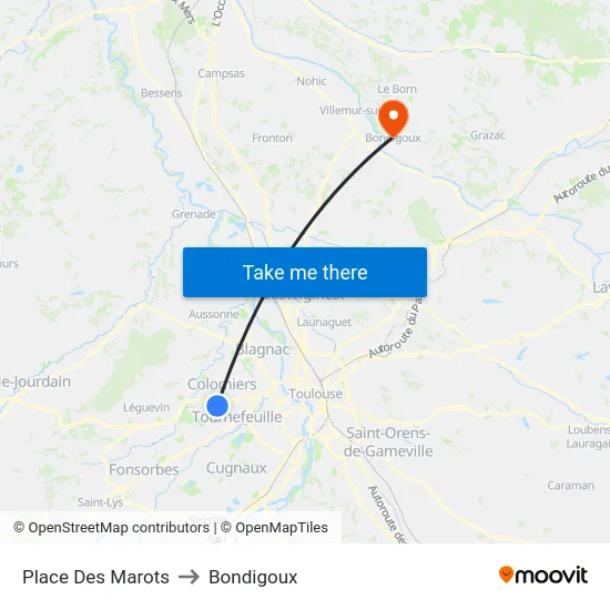 Place Des Marots to Bondigoux map