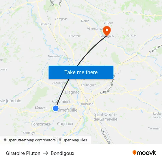 Giratoire Pluton to Bondigoux map