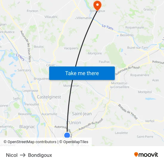 Nicol to Bondigoux map