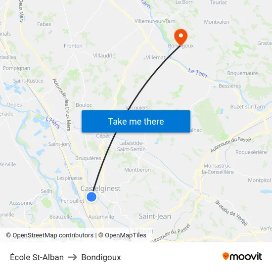 École St-Alban to Bondigoux map