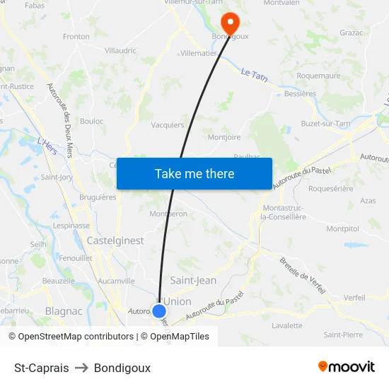 St-Caprais to Bondigoux map