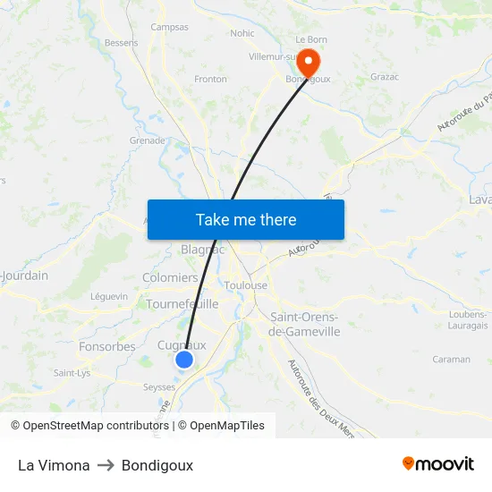 La Vimona to Bondigoux map