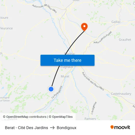 Berat - Cité Des Jardins to Bondigoux map