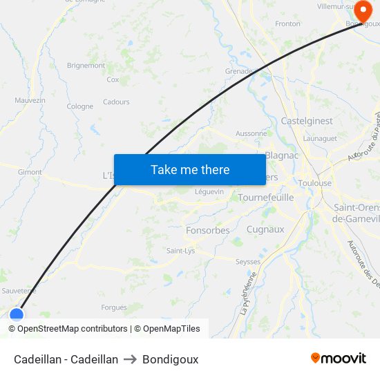 Cadeillan - Cadeillan to Bondigoux map