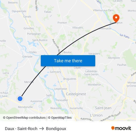 Daux - Saint-Roch to Bondigoux map