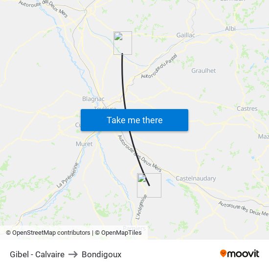 Gibel - Calvaire to Bondigoux map