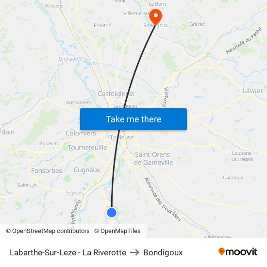 Labarthe-Sur-Leze - La Riverotte to Bondigoux map