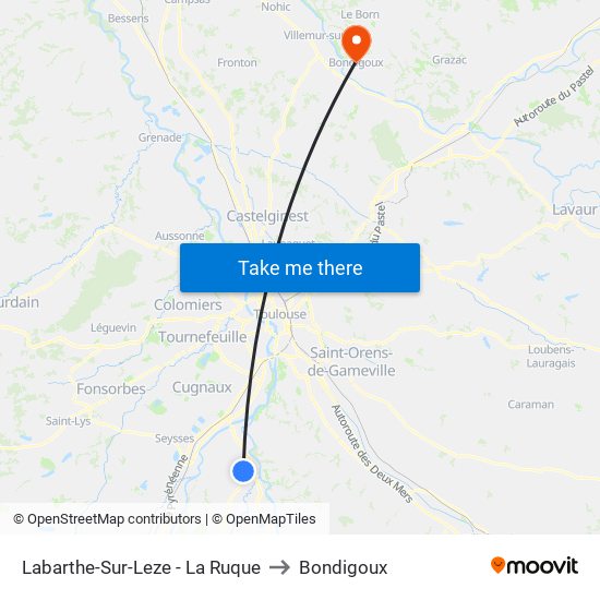 Labarthe-Sur-Leze - La Ruque to Bondigoux map