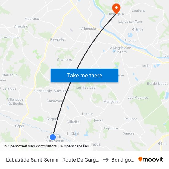 Labastide-Saint-Sernin - Route De Gargas to Bondigoux map