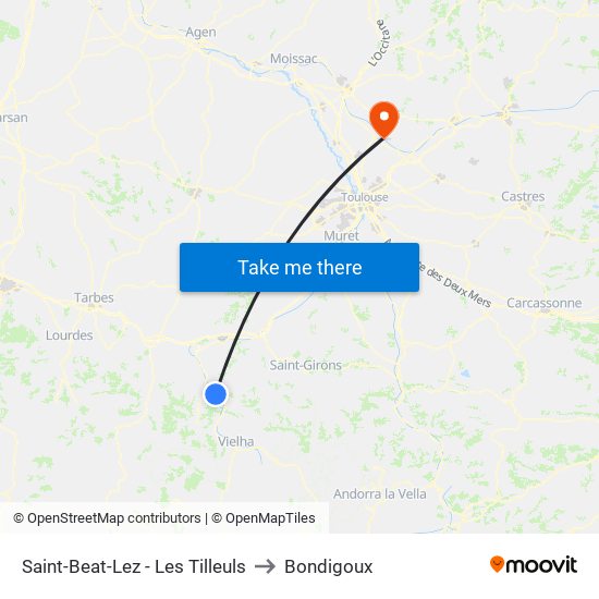 Saint-Beat-Lez - Les Tilleuls to Bondigoux map