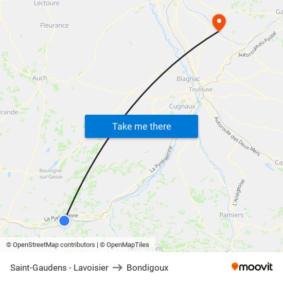 Saint-Gaudens - Lavoisier to Bondigoux map