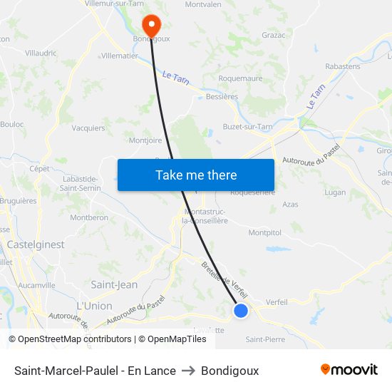 Saint-Marcel-Paulel - En Lance to Bondigoux map