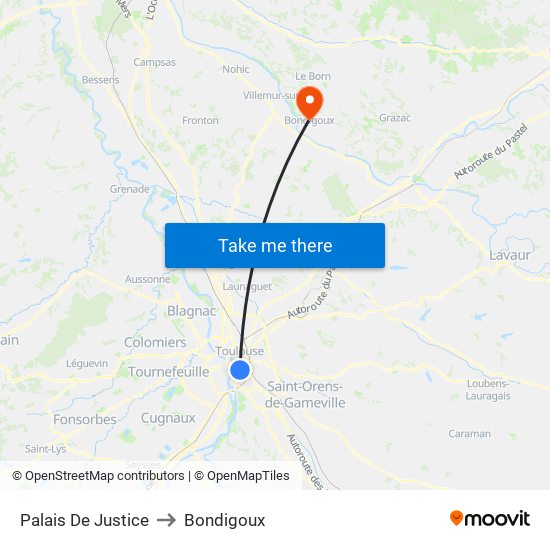 Palais De Justice to Bondigoux map