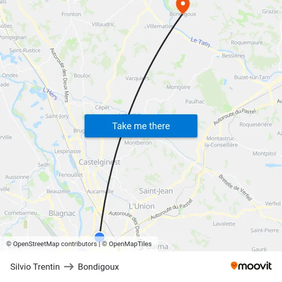 Silvio Trentin to Bondigoux map