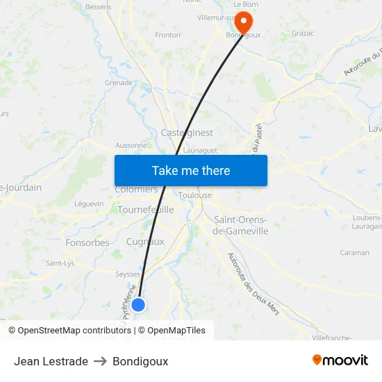 Jean Lestrade to Bondigoux map