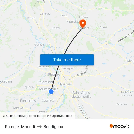 Ramelet Moundi to Bondigoux map