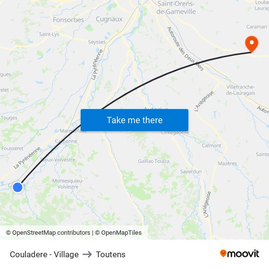 Couladere - Village to Toutens map