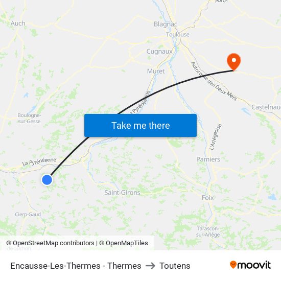 Encausse-Les-Thermes - Thermes to Toutens map