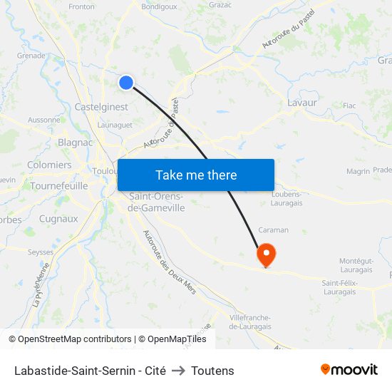 Labastide-Saint-Sernin - Cité to Toutens map