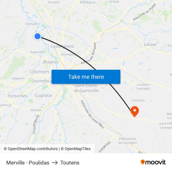 Merville - Poulidas to Toutens map