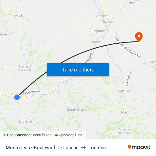 Montrejeau - Boulevard De Lassus to Toutens map