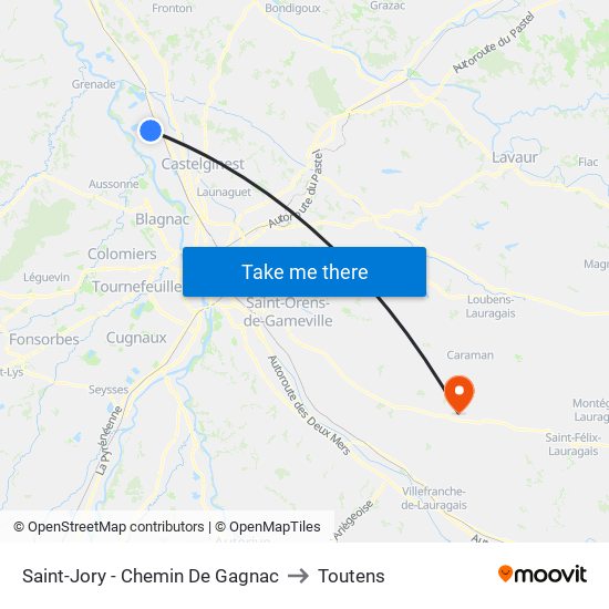 Saint-Jory - Chemin De Gagnac to Toutens map