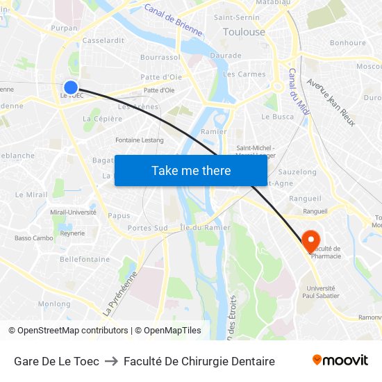 Gare De Le Toec to Faculté De Chirurgie Dentaire map