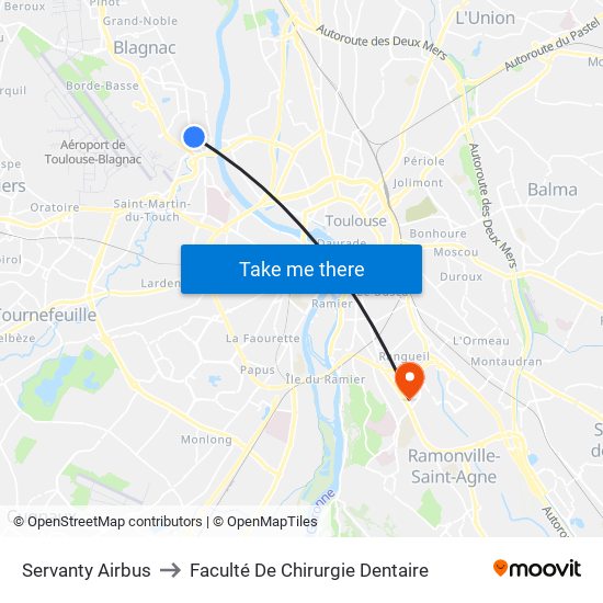 Servanty Airbus to Faculté De Chirurgie Dentaire map