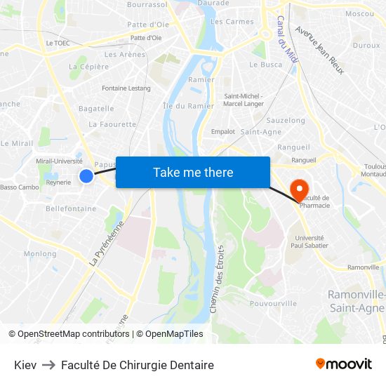 Kiev to Faculté De Chirurgie Dentaire map