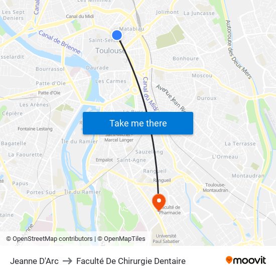 Jeanne D'Arc to Faculté De Chirurgie Dentaire map