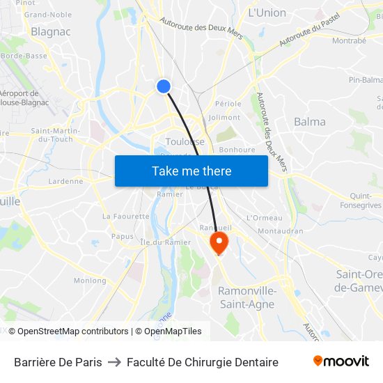 Barrière De Paris to Faculté De Chirurgie Dentaire map