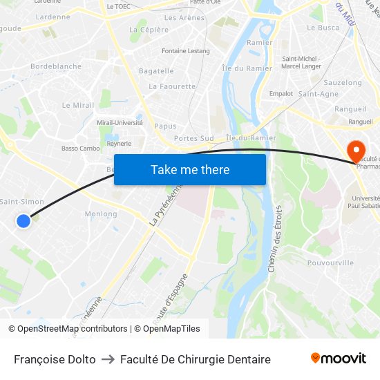 Françoise Dolto to Faculté De Chirurgie Dentaire map