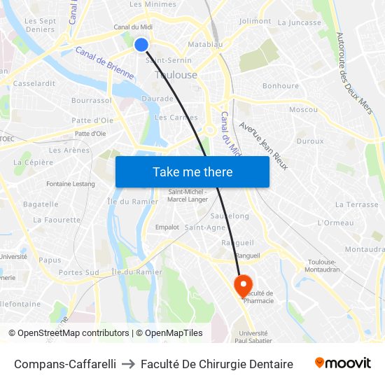 Compans-Caffarelli to Faculté De Chirurgie Dentaire map