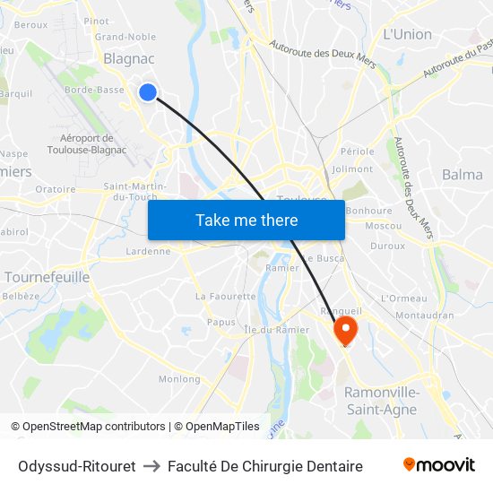 Odyssud-Ritouret to Faculté De Chirurgie Dentaire map