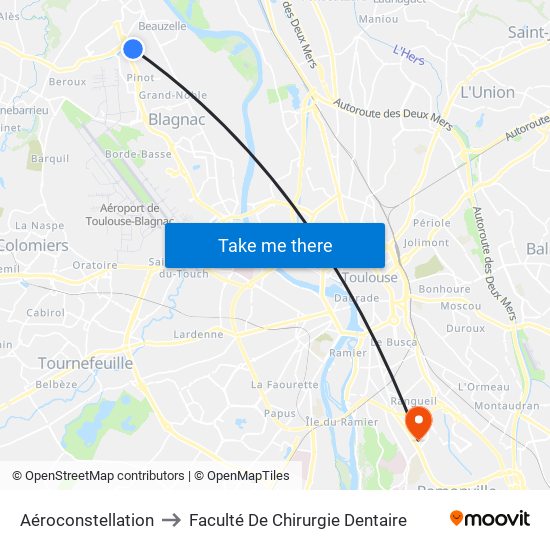 Aéroconstellation to Faculté De Chirurgie Dentaire map
