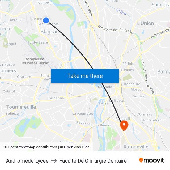 Andromède-Lycée to Faculté De Chirurgie Dentaire map