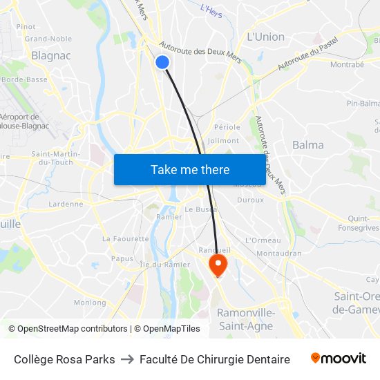 Collège Rosa Parks to Faculté De Chirurgie Dentaire map