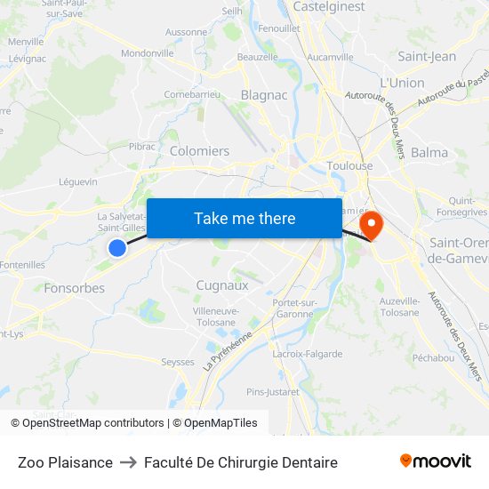 Zoo Plaisance to Faculté De Chirurgie Dentaire map