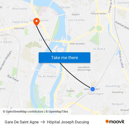 Gare De Saint Agne to Hôpital Joseph Ducuing map