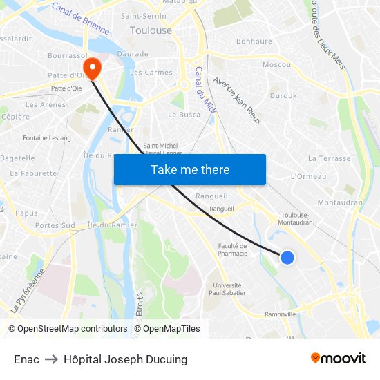 Enac to Hôpital Joseph Ducuing map