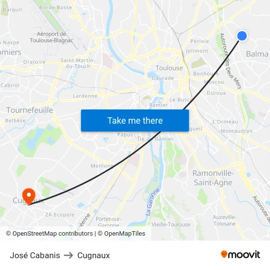 José Cabanis to Cugnaux map