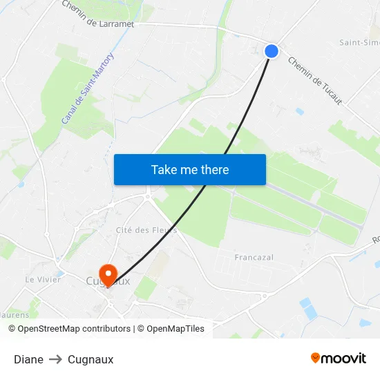 Diane to Cugnaux map