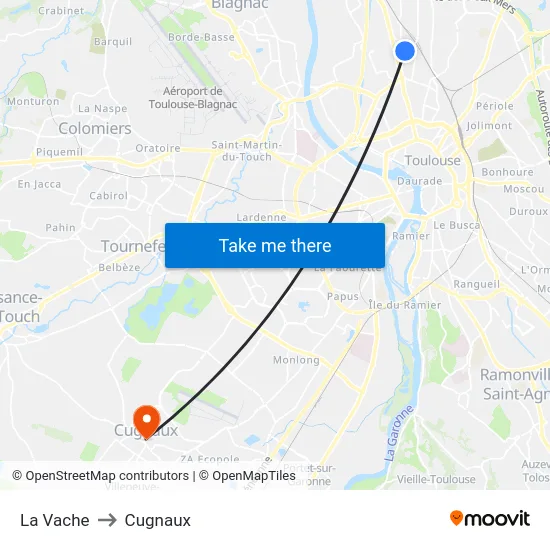 La Vache to Cugnaux map