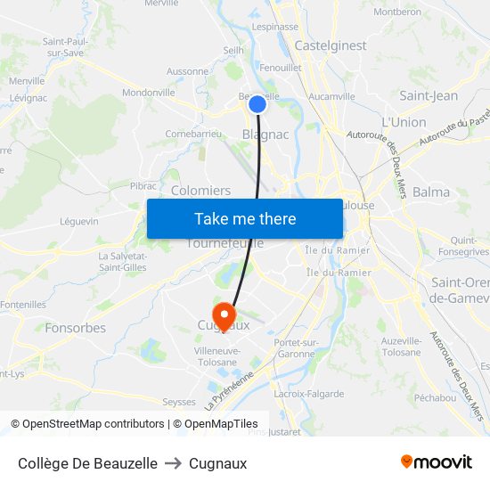 Collège De Beauzelle to Cugnaux map