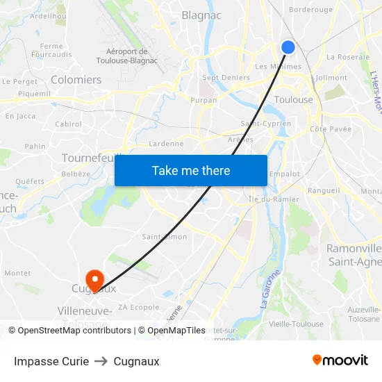 Impasse Curie to Cugnaux map