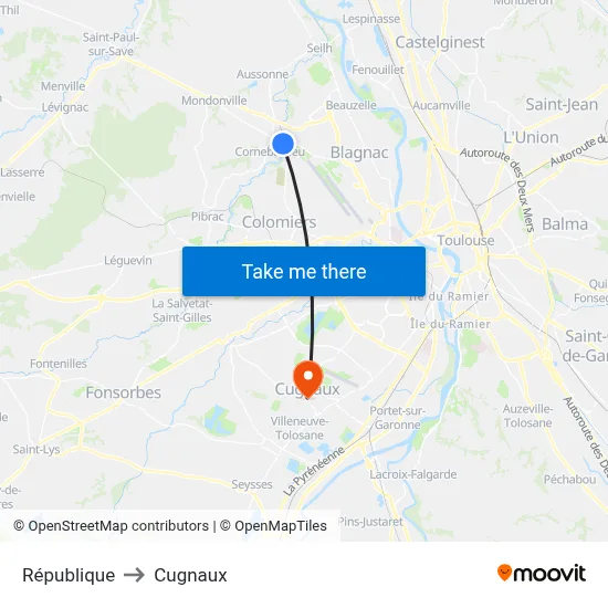 République to Cugnaux map